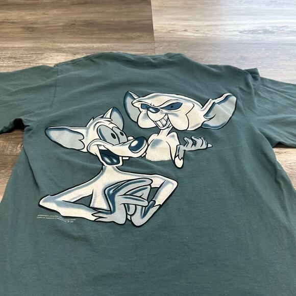 Vintage 90s Pinky & The Brain World Domination Animaniacs Men L Graphic‎ Tee USA - Picture 1 of 12